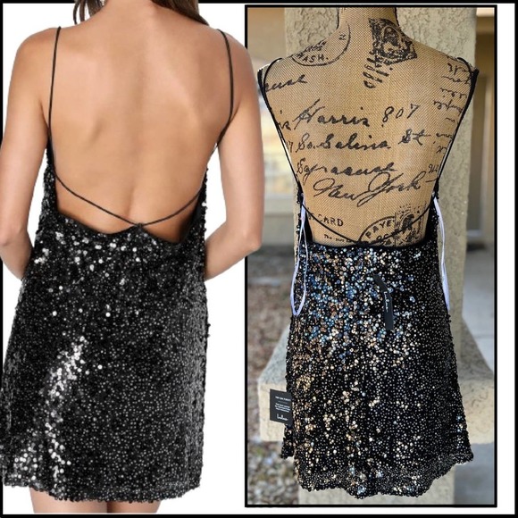 Lulus Force of Fashion Black Backless Sequin Mini Dress Size Small NWTs - Picture 3 of 7